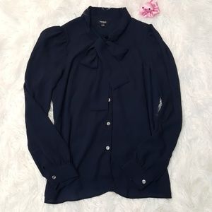 Navy tie blouse